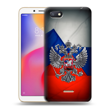 Силиконовый противоударный чехол на Xiaomi RedMi 6A с принтом Флаг России Силиконовый противоударный чехол на Xiaomi RedMi 6A с принтом Флаг России