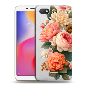 Силиконовый противоударный чехол на Xiaomi RedMi 6A с принтом цветы Силиконовый противоударный чехол на Xiaomi RedMi 6A с принтом цветы