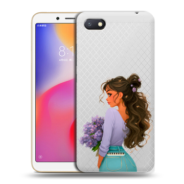 Силиконовый противоударный чехол на Xiaomi RedMi 6A с принтом девушка цветы Силиконовый противоударный чехол на Xiaomi RedMi 6A с принтом девушка цветы
