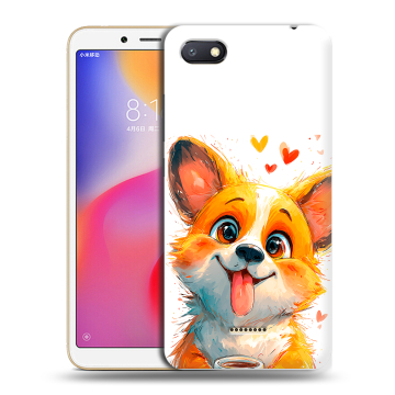 Силиконовый противоударный чехол на Xiaomi RedMi 6A с принтом корги Силиконовый противоударный чехол на Xiaomi RedMi 6A с принтом корги