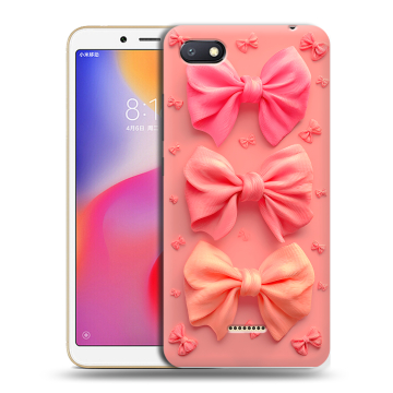 Силиконовый противоударный чехол на Xiaomi RedMi 6A с принтом Розовые бантики Силиконовый противоударный чехол на Xiaomi RedMi 6A с принтом Розовые бантики