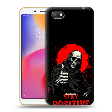 Силиконовый противоударный чехол на Xiaomi RedMi 6A с принтом смешной скелет Силиконовый противоударный чехол на Xiaomi RedMi 6A с принтом смешной скелет