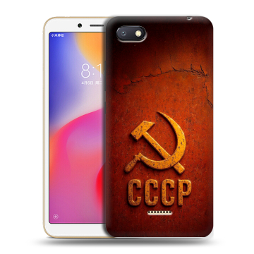 Силиконовый противоударный чехол на Xiaomi RedMi 6A с принтом Флаг Герб СССР Силиконовый противоударный чехол на Xiaomi RedMi 6A с принтом Флаг Герб СССР