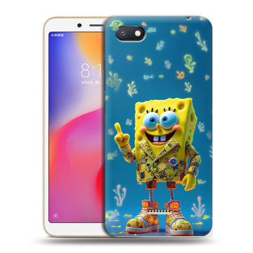 Силиконовый противоударный чехол на Xiaomi RedMi 6A с принтом Спанч боб Спанчбоб Силиконовый противоударный чехол на Xiaomi RedMi 6A с принтом Спанч боб Спанчбоб