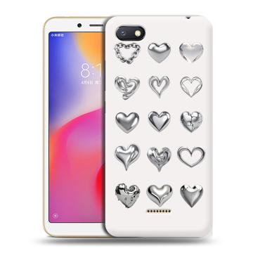 Силиконовый противоударный чехол на Xiaomi RedMi 6A с принтом Y2K сердечки Силиконовый противоударный чехол на Xiaomi RedMi 6A с принтом Y2K сердечки