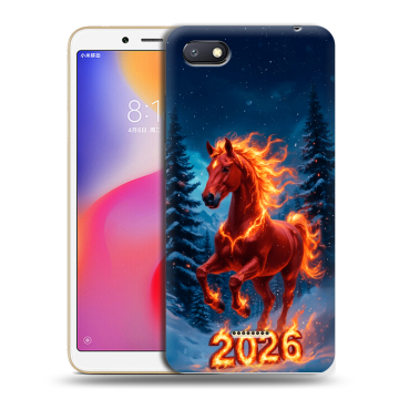 Силиконовый противоударный чехол на Xiaomi RedMi 6A с принтом Новый год коня Силиконовый противоударный чехол на Xiaomi RedMi 6A с принтом Новый год коня