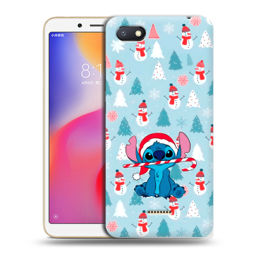 Силиконовый противоударный чехол на Xiaomi RedMi 6A с принтом Стич Новый год Силиконовый противоударный чехол на Xiaomi RedMi 6A с принтом Стич Новый год