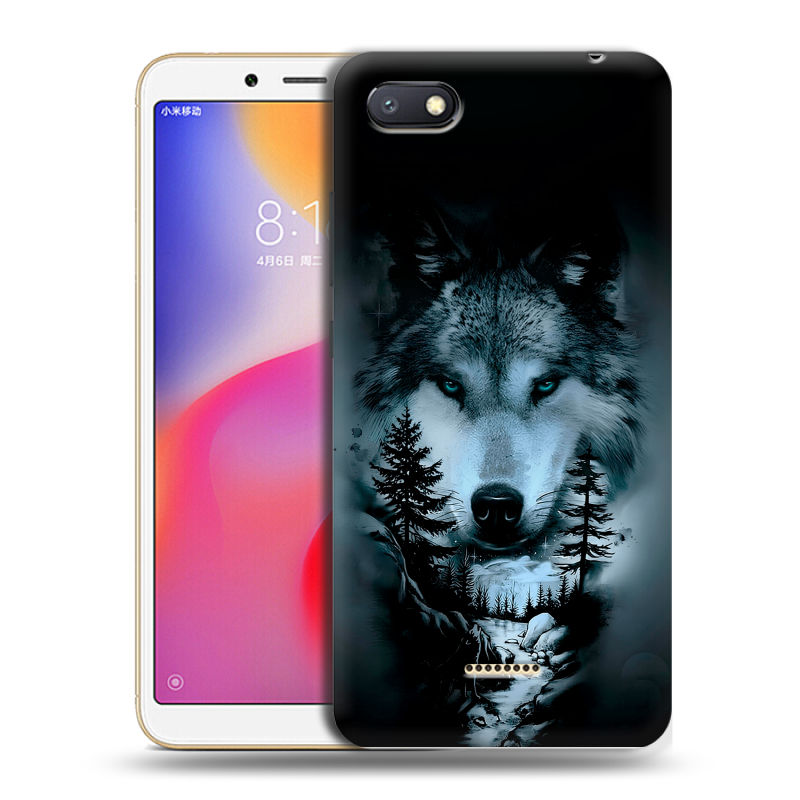 Силиконовый противоударный чехол на Xiaomi RedMi 6A с принтом Лесной волк Силиконовый противоударный чехол на Xiaomi RedMi 6A с принтом Лесной волк