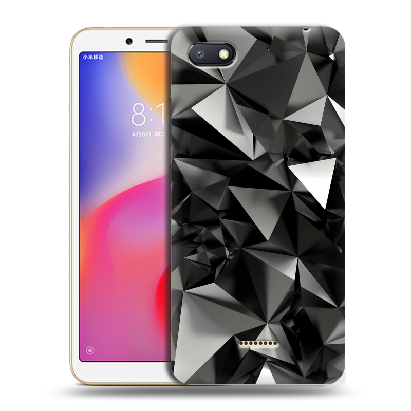 Силиконовый противоударный чехол на Xiaomi RedMi 6A с принтом Черные кристаллы Силиконовый противоударный чехол на Xiaomi RedMi 6A с принтом Черные кристаллы