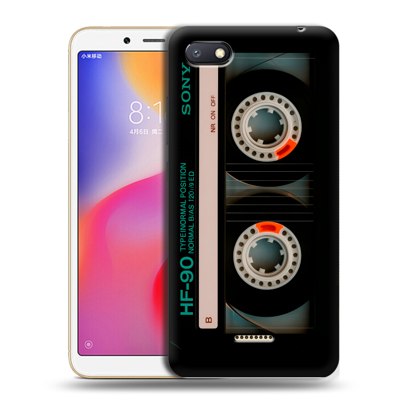 Силиконовый противоударный чехол на Xiaomi RedMi 6A с принтом Кассета Силиконовый противоударный чехол на Xiaomi RedMi 6A с принтом Кассета