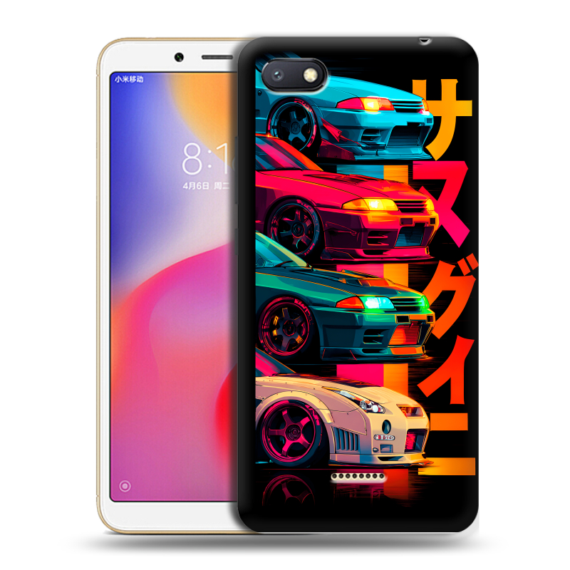 Силиконовый противоударный чехол на Xiaomi RedMi 6A с принтом Гоночные машины Силиконовый противоударный чехол на Xiaomi RedMi 6A с принтом Гоночные машины