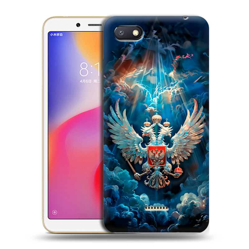 Пластиковый чехол на Xiaomi RedMi 6A с принтом Герб флаг России Пластиковый чехол на Xiaomi RedMi 6A с принтом Герб флаг России