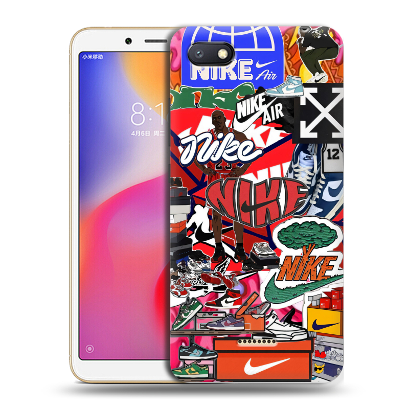 Силиконовый противоударный чехол на Xiaomi RedMi 6A с принтом Найк Nike яркий Силиконовый противоударный чехол на Xiaomi RedMi 6A с принтом Найк Nike яркий