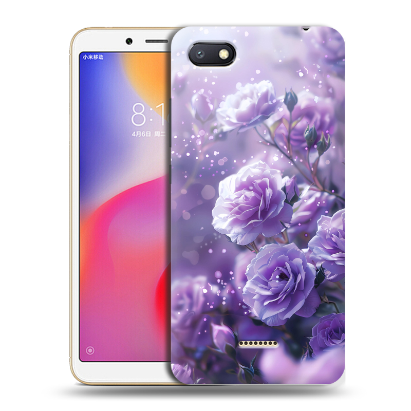 Силиконовый противоударный чехол на Xiaomi RedMi 6A с принтом Розы цветы Силиконовый противоударный чехол на Xiaomi RedMi 6A с принтом Розы цветы
