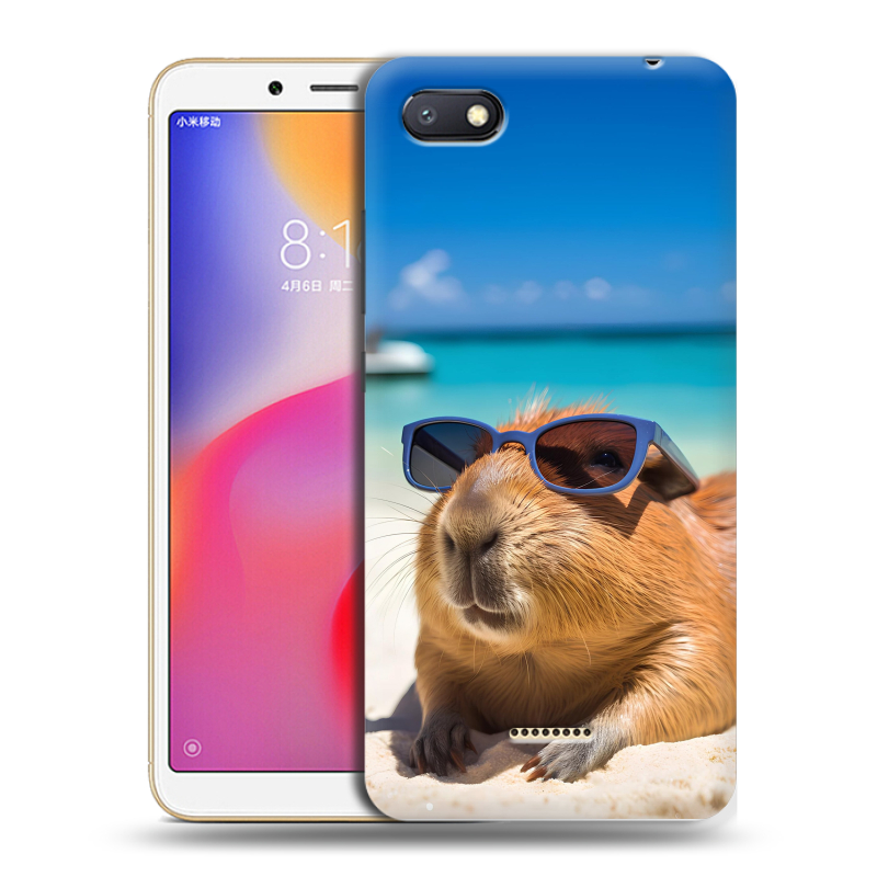 Силиконовый противоударный чехол на Xiaomi RedMi 6A с принтом Капибара Силиконовый противоударный чехол на Xiaomi RedMi 6A с принтом Капибара