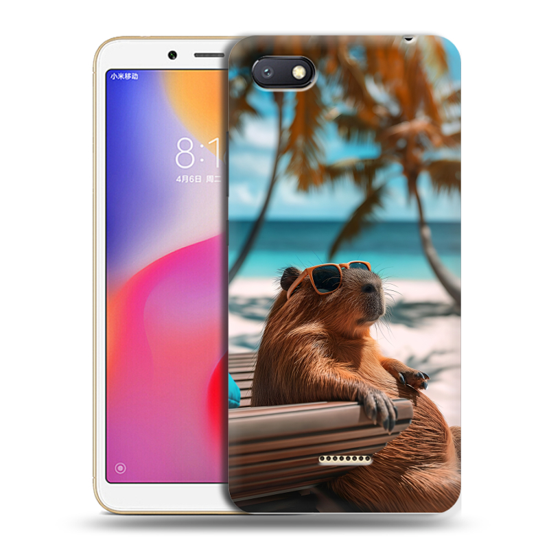 Силиконовый противоударный чехол на Xiaomi RedMi 6A с принтом Капибара Силиконовый противоударный чехол на Xiaomi RedMi 6A с принтом Капибара