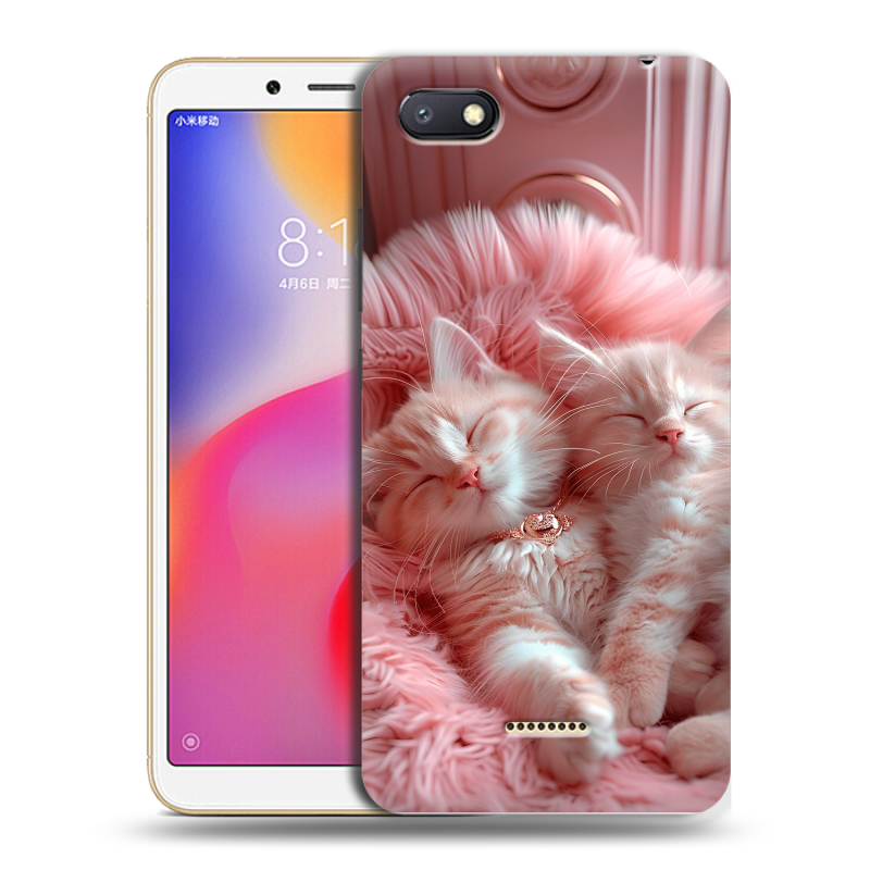 Силиконовый противоударный чехол на Xiaomi RedMi 6A с принтом котята котики Силиконовый противоударный чехол на Xiaomi RedMi 6A с принтом котята котики