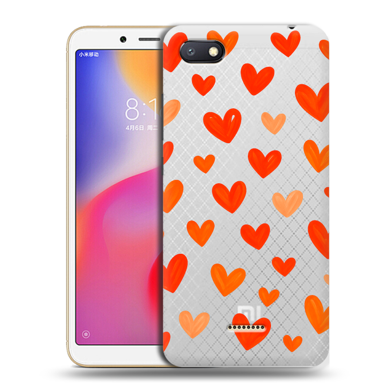 Силиконовый противоударный чехол на Xiaomi RedMi 6A с принтом Сердечки Силиконовый противоударный чехол на Xiaomi RedMi 6A с принтом Сердечки