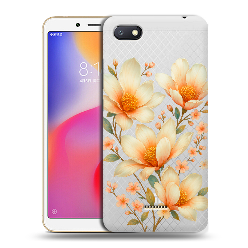 Силиконовый противоударный чехол на Xiaomi RedMi 6A с принтом Цветы Силиконовый противоударный чехол на Xiaomi RedMi 6A с принтом Цветы