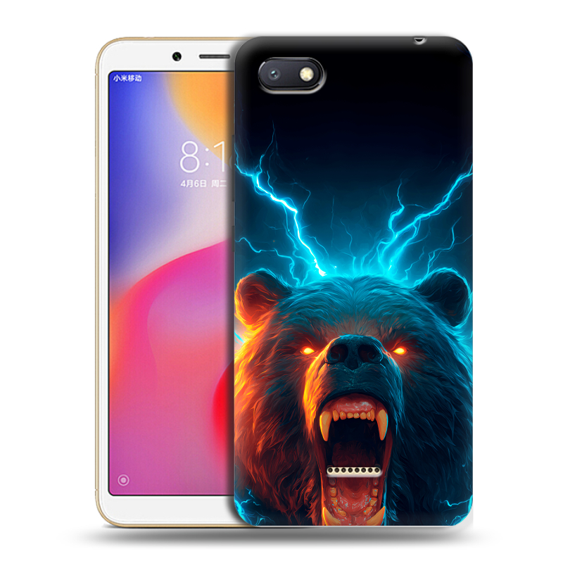 Силиконовый противоударный чехол на Xiaomi RedMi 6A с принтом Медведь Силиконовый противоударный чехол на Xiaomi RedMi 6A с принтом Медведь