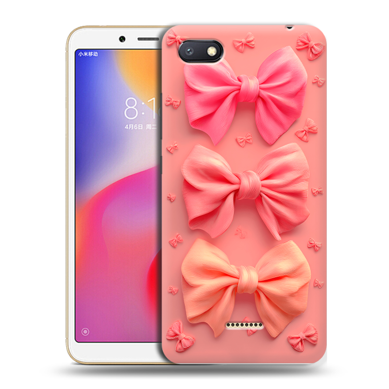 Пластиковый чехол на Xiaomi RedMi 6A с принтом Розовые бантики Пластиковый чехол на Xiaomi RedMi 6A с принтом Розовые бантики