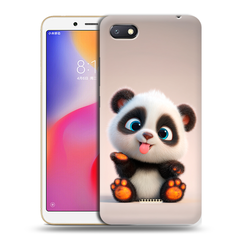 Силиконовый противоударный чехол на Xiaomi RedMi 6A с принтом милая панда Силиконовый противоударный чехол на Xiaomi RedMi 6A с принтом милая панда