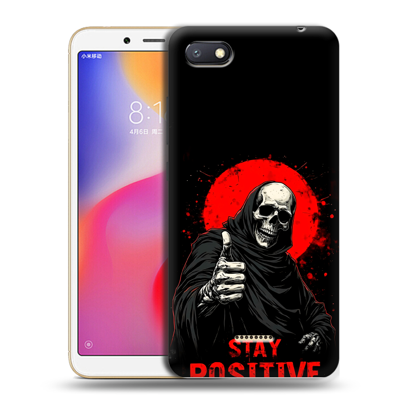 Силиконовый противоударный чехол на Xiaomi RedMi 6A с принтом смешной скелет Силиконовый противоударный чехол на Xiaomi RedMi 6A с принтом смешной скелет