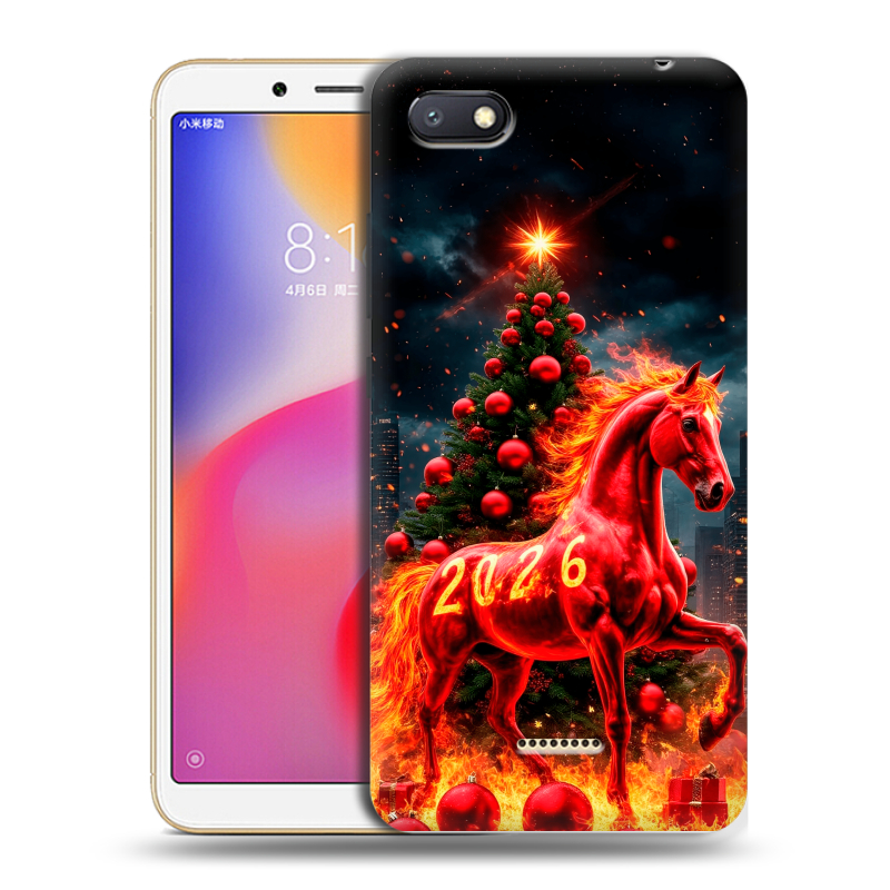 Силиконовый противоударный чехол на Xiaomi RedMi 6A с принтом Новый год Силиконовый противоударный чехол на Xiaomi RedMi 6A с принтом Новый год