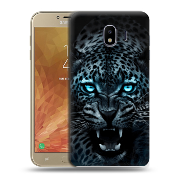 Пластиковый чехол на Samsung Galaxy J4 с принтом Темный леопард Пластиковый чехол на Samsung Galaxy J4 с принтом Темный леопард