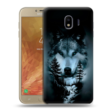 Пластиковый чехол на Samsung Galaxy J4 с принтом Лесной волк Пластиковый чехол на Samsung Galaxy J4 с принтом Лесной волк