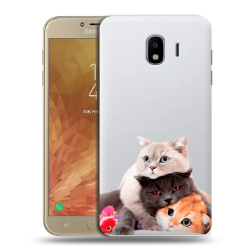 Пластиковый чехол на Samsung Galaxy J4 с принтом Кошки Пластиковый чехол на Samsung Galaxy J4 с принтом Кошки