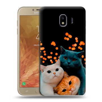 Пластиковый чехол на Samsung Galaxy J4 с принтом Кошки Пластиковый чехол на Samsung Galaxy J4 с принтом Кошки