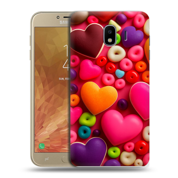 Пластиковый чехол на Samsung Galaxy J4 с принтом Сердечки Пластиковый чехол на Samsung Galaxy J4 с принтом Сердечки