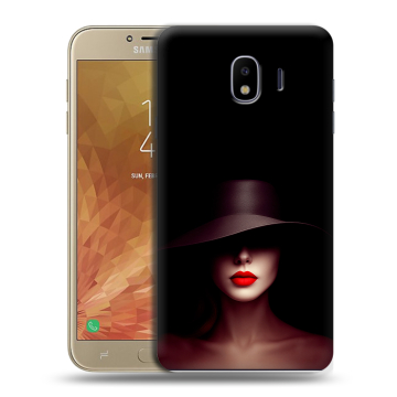 Пластиковый чехол на Samsung Galaxy J4 с принтом Девушка в шляпе Пластиковый чехол на Samsung Galaxy J4 с принтом Девушка в шляпе