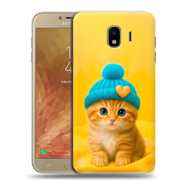 Пластиковый чехол на Samsung Galaxy J4 с принтом Котенок в шапке Пластиковый чехол на Samsung Galaxy J4 с принтом Котенок в шапке