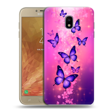 Пластиковый чехол на Samsung Galaxy J4 с принтом Бабочки Пластиковый чехол на Samsung Galaxy J4 с принтом Бабочки