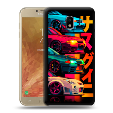 Пластиковый чехол на Samsung Galaxy J4 с принтом Гоночные машины Пластиковый чехол на Samsung Galaxy J4 с принтом Гоночные машины