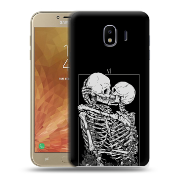 Пластиковый чехол на Samsung Galaxy J4 с принтом Поцелуй скелетов Пластиковый чехол на Samsung Galaxy J4 с принтом Поцелуй скелетов
