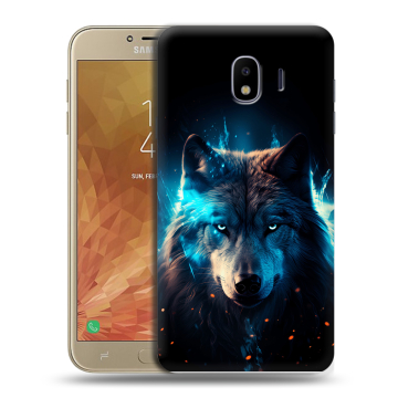 Пластиковый чехол на Samsung Galaxy J4 с принтом Волк ночной