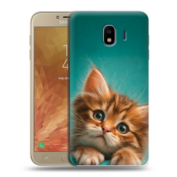 Пластиковый чехол на Samsung Galaxy J4 с принтом котенок Пластиковый чехол на Samsung Galaxy J4 с принтом котенок