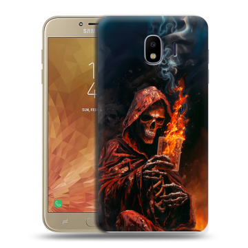 Пластиковый чехол на Samsung Galaxy J4 с принтом Скелет и карты Пластиковый чехол на Samsung Galaxy J4 с принтом Скелет и карты