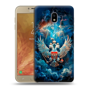 Пластиковый чехол на Samsung Galaxy J4 с принтом Герб флаг России Пластиковый чехол на Samsung Galaxy J4 с принтом Герб флаг России