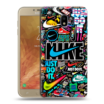 Пластиковый чехол на Samsung Galaxy J4 с принтом найк nike черный Пластиковый чехол на Samsung Galaxy J4 с принтом найк nike черный