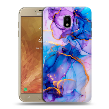 Пластиковый чехол на Samsung Galaxy J4 с принтом синий мрамор Пластиковый чехол на Samsung Galaxy J4 с принтом синий мрамор