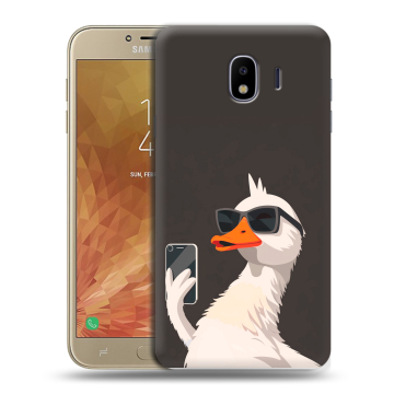 Пластиковый чехол на Samsung Galaxy J4 с принтом утка в очках Пластиковый чехол на Samsung Galaxy J4 с принтом утка в очках