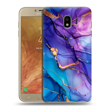 Пластиковый чехол на Samsung Galaxy J4 с принтом синий мрамор Пластиковый чехол на Samsung Galaxy J4 с принтом синий мрамор