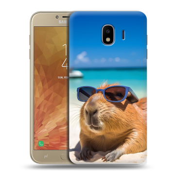 Пластиковый чехол на Samsung Galaxy J4 с принтом Капибара Пластиковый чехол на Samsung Galaxy J4 с принтом Капибара