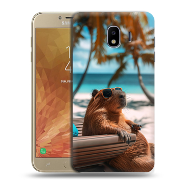 Пластиковый чехол на Samsung Galaxy J4 с принтом Капибара Пластиковый чехол на Samsung Galaxy J4 с принтом Капибара
