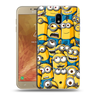 Пластиковый чехол на Samsung Galaxy J4 с принтом Миньоны Пластиковый чехол на Samsung Galaxy J4 с принтом Миньоны