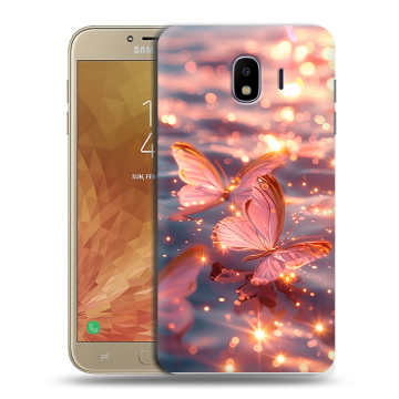 Пластиковый чехол на Samsung Galaxy J4 с принтом бабочки розовые Пластиковый чехол на Samsung Galaxy J4 с принтом бабочки розовые